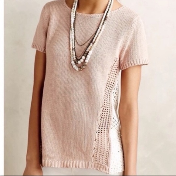 Anthropologie Tops - Anthropologie Moth Madeira Eyelet Back Sweater